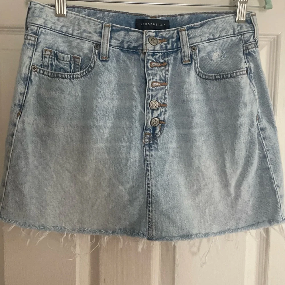 Aeropostale Faded‎ Blue Button-Up Mini Skirt